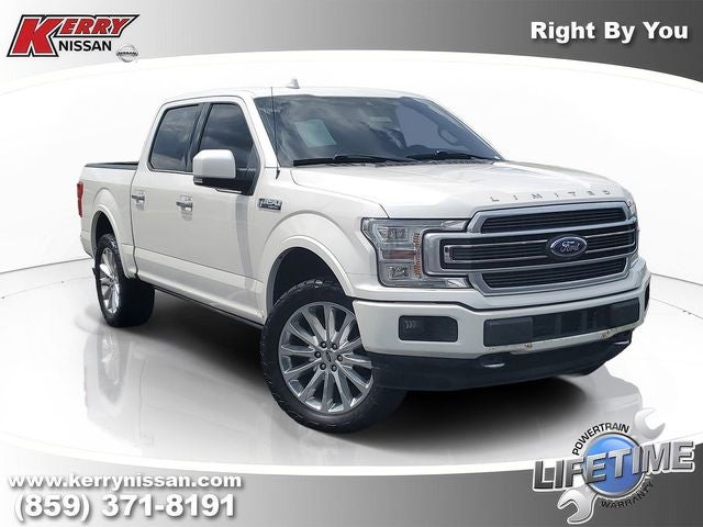 2018 Ford F-150 Limited in White Platinum Metallic Tri-Coat — front three-quarter view
