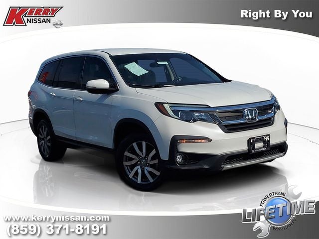 2020 Honda Pilot EX in Platinum White Pearl — front three-quarter view